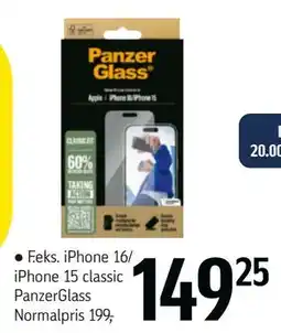 Føtex iPhone 16/ iPhone 15 classic PanzerGlass tilbud