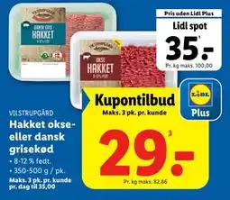Lidl Hakket okse- eller dansk grisekød tilbud