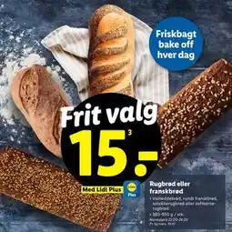 Lidl Rugbrød eller franskbrød tilbud