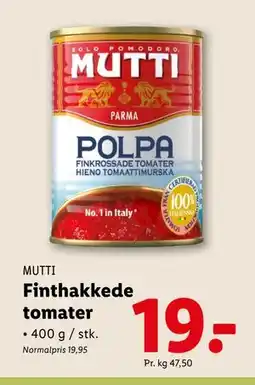Lidl Finthakkede tomater tilbud