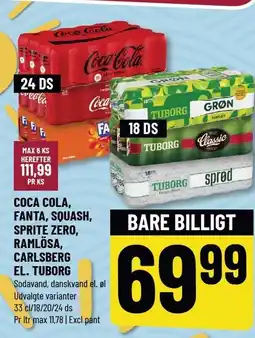 Løvbjerg COCA COLA, FANTA, SQUASH, SPRITE ZERO, RAMLÖSA, CARLSBERG EL. TUBORG tilbud