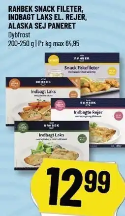Løvbjerg RAHBEK SNACK FILETER, INDBAGT LAKS EL. REJER EL. ALASKA SEJ PANERET tilbud