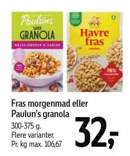 Føtex Fras morgenmad eller Pauluns super granola tilbud