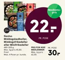SPAR Gestus Middagskødboller, Middagsfrikadeller eller Minifrikadeller tilbud