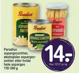 Paradiso aspargessnitter, økologiske aspargessnitter eller hvide hele asparges 110-240 g