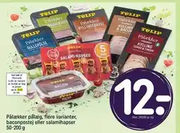 REMA 1000 Pålækker pålæg, flere varianter, baconpostej eller salamihapser 50-200 g tilbud