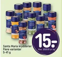 REMA 1000 Santa Maria krydderier Flere varianter 5-41 g tilbud