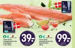 REMA 1000 Fersk dansk landopdrættet laks Laksefileter 2 stk./225 g tilbud