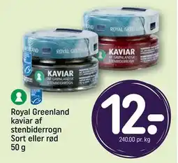 REMA 1000 Royal Greenland kaviar af stenbiderrogn Sort eller rød 50 g tilbud