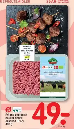 REMA 1000 Friland økologisk hakket dansk oksekød 8-12% 400 g tilbud