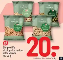REMA 1000 Simple life økologiske nødder eller kerner 45-90 g tilbud