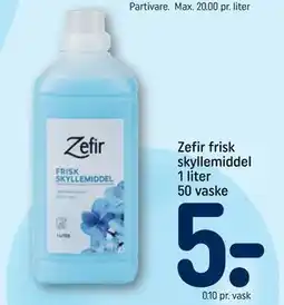 REMA 1000 Zefir frisk skyllemiddel 1 liter 50 vaske tilbud