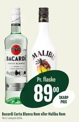 Min Købmand Bacardi Carta Blanca Rom eller Malibu Rom tilbud