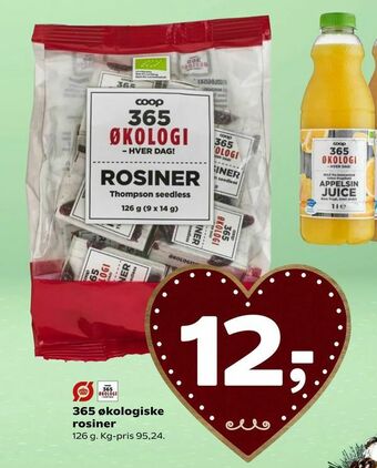 Coop 365 365 økologiske rosiner tilbud