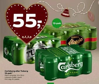 Coop 365 Carlsberg eller Tuborg 12-pak tilbud