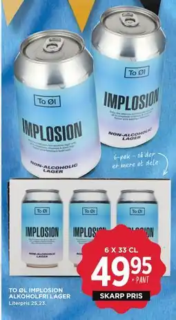 MENY TO ØL IMPLOSION ALKOHOLFRI LAGER tilbud