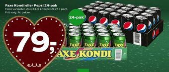 Coop 365 Faxe Kondi eller Pepsi 24-pak tilbud