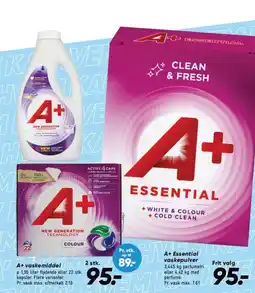 Bilka A+ vaskemiddel 2 stk eller A+ Essential vaskepulver tilbud