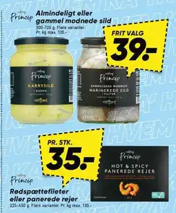 Bilka Almindeligt eller gammel modnede sild eller Rødspættefileter eller panerede rejer tilbud