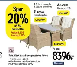 Føtex SPAR 20% på Vila havemøbler tilbud