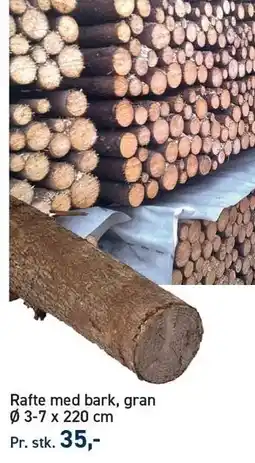 Johannes Fog Rafte med bark, gran Ø 3-7 X 220 cm tilbud