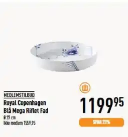 Imerco Royal Copenhagen Blå Mega Riflet Fad tilbud