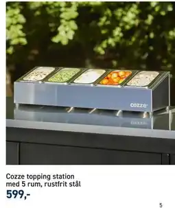 Cozze topping station med 5 rum, rustfrit stål