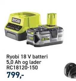 Johannes Fog Ryobi 18 V batteri 5,0 Ah og lader RC18120-150 tilbud