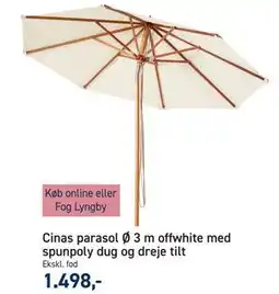 Johannes Fog Cinas parasol Ø 3 m offwhite med spunpoly dug og dreje tilt tilbud
