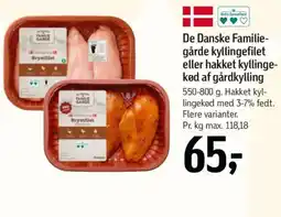 Føtex De Danske Familie- gårde kyllingefilet eller hakket kyllinge- kød af gårdkylling tilbud