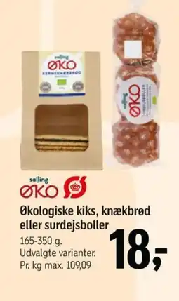 Føtex Økologiske kiks, knækbrød eller surdejsboller tilbud