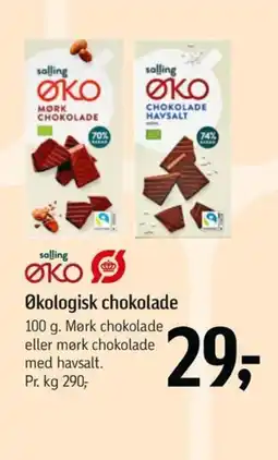 Føtex Økologisk chokolade 100 g. Mørk chokolade eller mørk chokolade med havsalt. tilbud