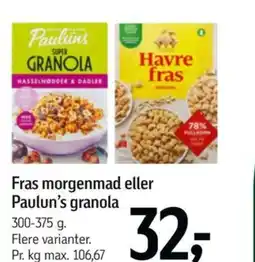 Føtex Fras morgenmad eller Paulun's granola tilbud