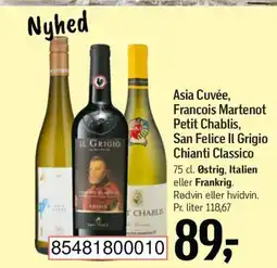 Føtex Asia Cuvée. Francois Martenot Petit Chablis, San Felice Il Grigio Chianti Classico tilbud