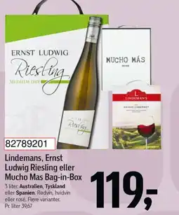 Føtex Lindemans, Ernst Ludwig Riesling eller Mucho Mas Bag-in-Box tilbud