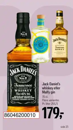 Føtex Jack Daniel's whiskey eller Malfy gin tilbud