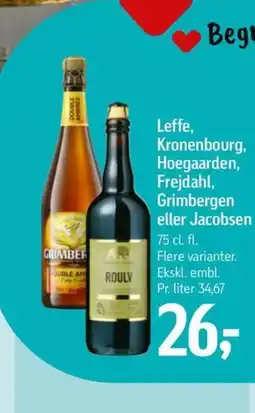 Føtex Leffe, Kronenbourg, Hoegaarden, Frejdahl, tilbud