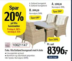Føtex F.eks. Vila Gotland loungesæt med 4 stole tilbud