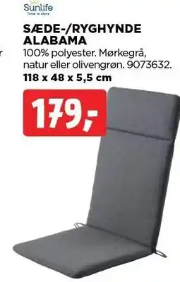 jem & fix SUNLIFE SÆDE-/RYGHYNDE ALABAMA tilbud