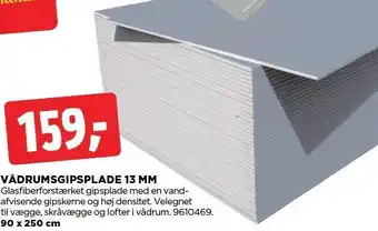 jem & fix VÅDRUMSGIPSPLADE 13 MM tilbud