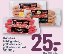 Hvidebæk hotdogpølser, grillpølser eller grillpølser med ost