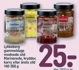 REMA 1000 Lykkeberg gammeldags modnede sild Marinerede, krydder, karry eller årets sild tilbud