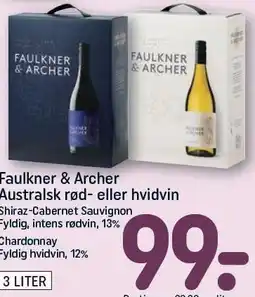 REMA 1000 Faulkner & Archer Australsk rød- eller hvidvin tilbud