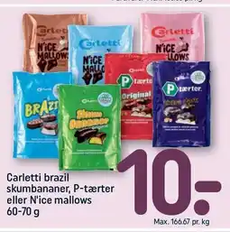 REMA 1000 Carletti brazil skumbananer, P-tærter eller N'ice mallows tilbud