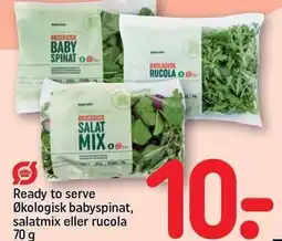 REMA 1000 Ready to serve Økologisk babyspinat, salatmix eller rucola tilbud