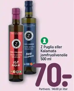 REMA 1000 Z Puglia eller Kalamata jomfruolivenolie tilbud