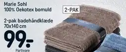 REMA 1000 Marie Sohl 100% Oekotex bomuld 2-pak badehåndklæde tilbud