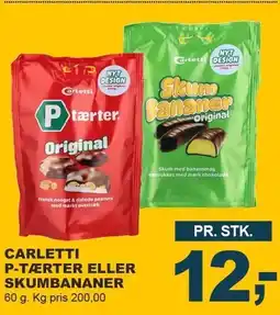 Let-Køb CARLETTI P-TÆRTER ELLER SKUMBANANER tilbud