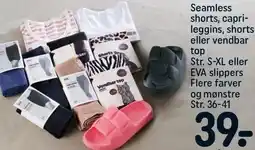 REMA 1000 Seamless shorts, caprileggins, shorts eller vendbar top eller EVA slippers tilbud