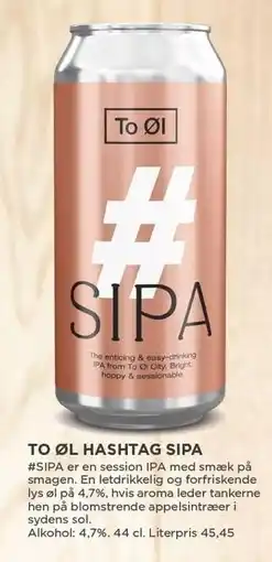 MENY TO ØL HASHTAG SIPA tilbud